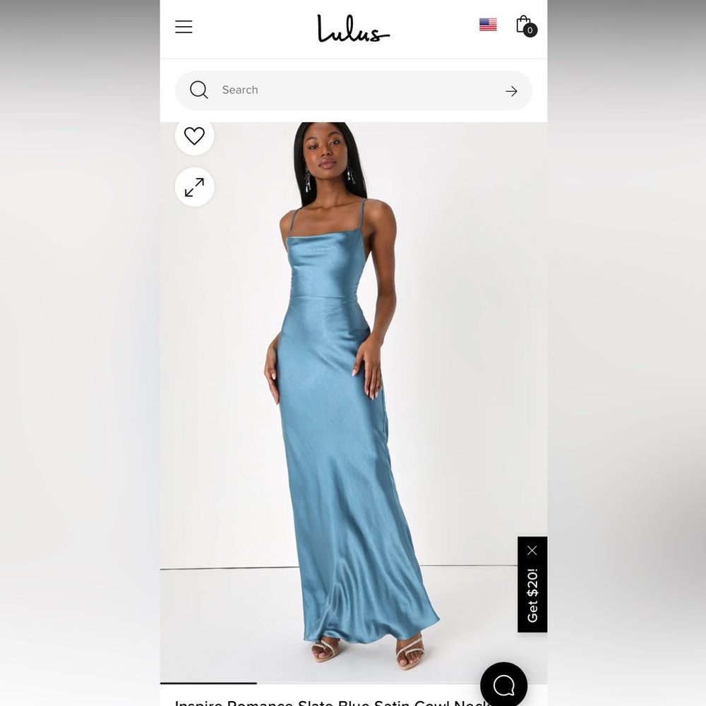 Inspire Romance Slate Blue Satin Cowl Neck Lace-Up Maxi Dress